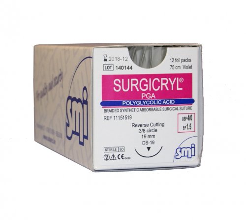 Surgicryl  PGA DS19-3/8-3/0 (2) - 75 cm (Dz) violeta - cx 12